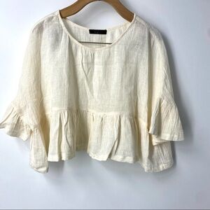 Kali cropped 100% linen oversized peplum blouse S/M